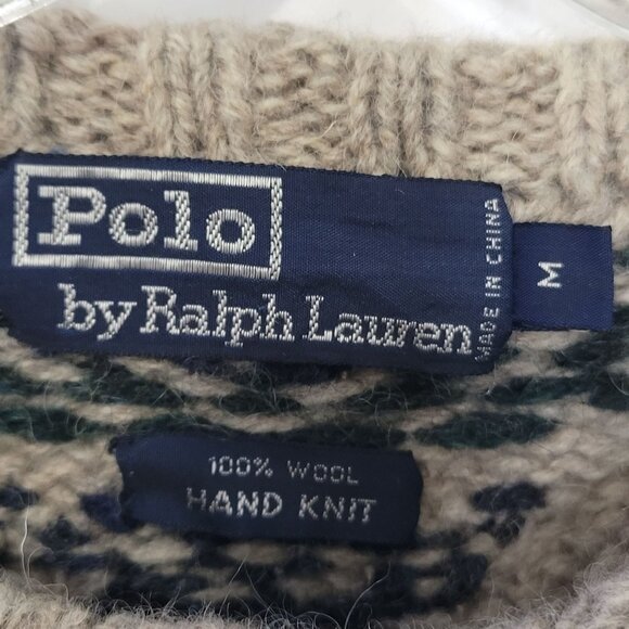Vintage 1980's Polo By Ralph Lauren Men's Hand Knit Wool Ski Sweater Size M - Picture 11 of 11